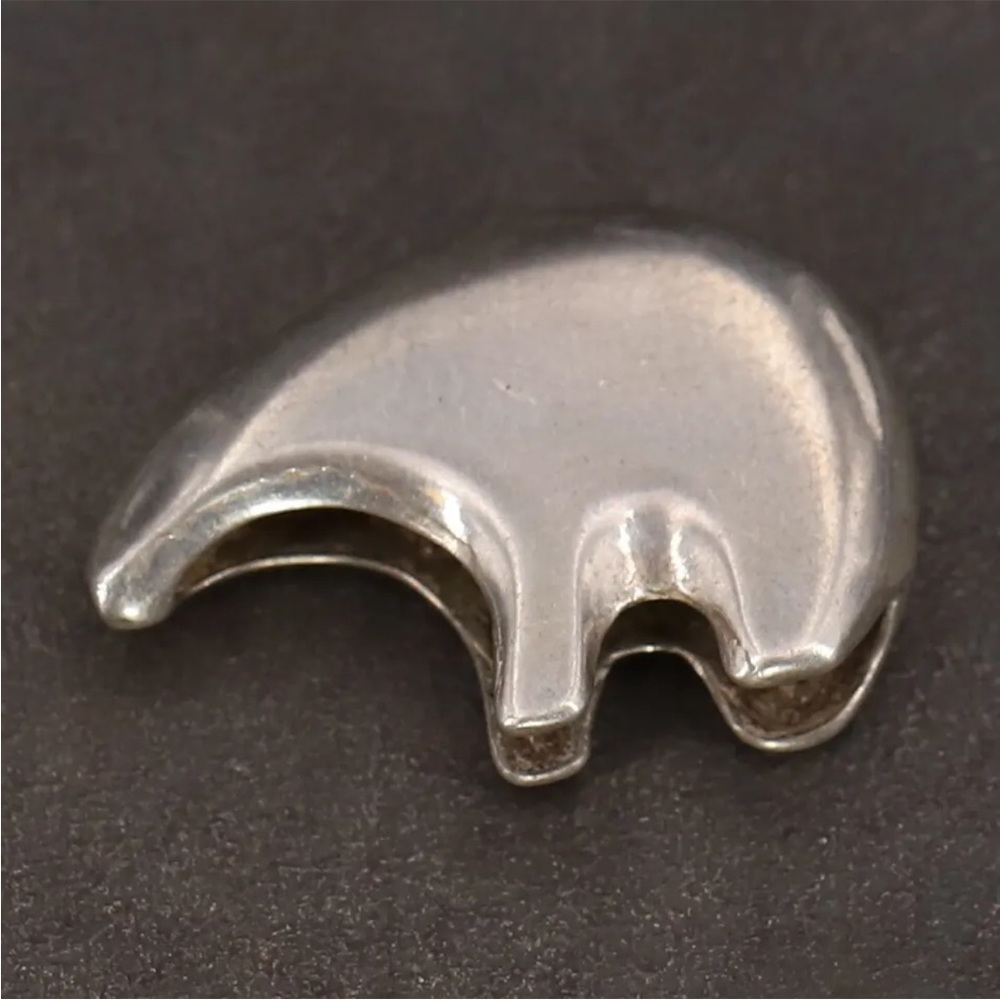 Sterling Silver - NAVAJO Fetish Bear Slider Necklace Pendant Vintage Native.